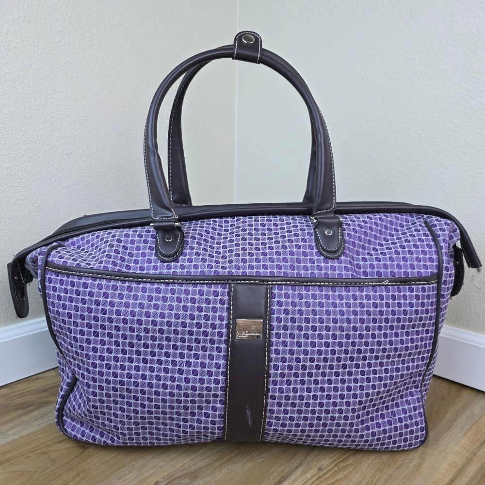 💜Vintage Nine West Purple Houndstooth Overnight/Weekender/Carry-On Bag